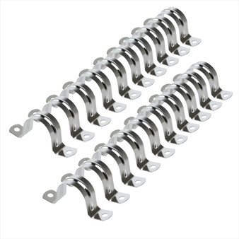 POWERTEC-1-1/4 Inch Pipe Strap Clamp Hanger Set for 32mm OD Pipes, 2 Hole Mount U Bracket Rigid, Stainless Steel 304 - 20 PCS | POWERTEC Wood Saw Dust Management, Woodwork Tools & Accessories01