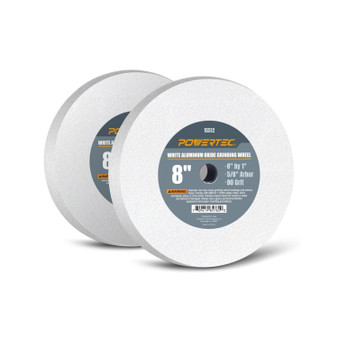 15512-P2 Aluminum Oxide Grinding Wheel 80 Grit, 8" x 1" with 5/8" Arbor, White, 2 PK