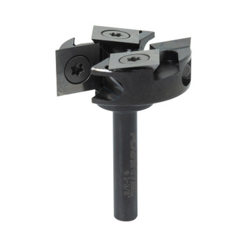 POWERTEC 73054 CNC Spoilboard Surfacing Router Bit 1/4" Shank 1-3/8" Cut - 2+2 Flute Carbide Insert Bit for Slab Flattening & Wood Planing