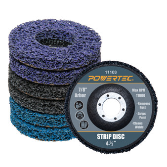 POWERTEC 4-1/2 Inch Strip Discs for Angle Grinder 6-Pack, 7/8" Arbor Stripping Wheel - Remove Paint Coating Rust Welds Oxidation for Metal & Wood Surface Preparation (11103)