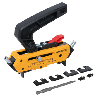 POWERTEC Edge Deck Screw Jig with 3 Board Spacing Options, and T15 Torx Bit, Hidden Fastener Deck Tool for Wood & Composite Decking (72184)-01