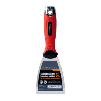 POWERTEC 3-Inch Stainless Steel Drywall Joint Knife - Flexible Blade, Soft Grip, for Patching, Taping, Scraping (72171)