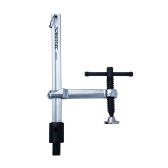POWERTEC Welding Clamp with T-Handle – 8" Max Opening, 4" Throat Depth – Fits 5/8" (16mm) Welding Table Holes, Heavy-Duty Workbench Screw Clamp for Welding & Fabrication (72244)