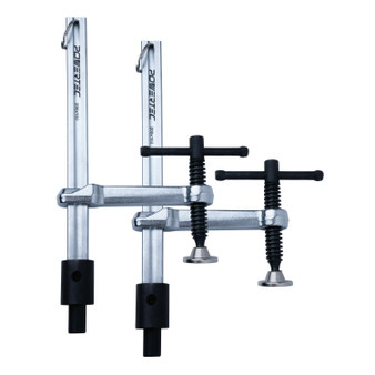 POWERTEC 2PK Welding Clamp with T-Handle – 8" Max Opening, 4" Throat Depth – Fits 5/8" (16mm) Welding Table Holes, Heavy-Duty Workbench Screw Clamp for Welding & Fabrication (72244-P2)