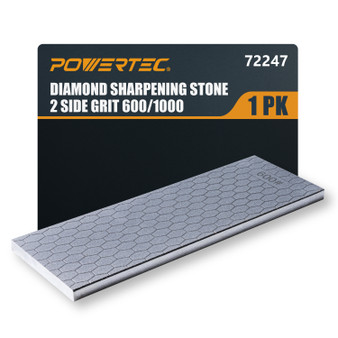POWERTEC 8" Diamond Sharpening Stone, Dual Grit 600/1000 Lapping Plate Honing Block Knife Sharpener for, Chisels, Kitchen Knifes, Pocket Knifes & Blades 1PK (72247)