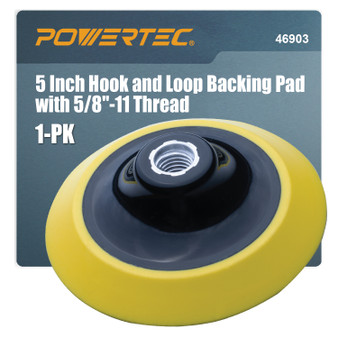 POWERTEC 5 Inch Hook and Loop Backing Pad with 5/8"-11 Thread, PU Sanding Pad for Angle Grinder with 5/8 Shaft, 5 Inch Backing Plate Replacement for DeWalt DCW402, 128402, DW400 (46903) POWERTEC 5 Inch Hook and Loop Backing Pad with 5/8"-11 Thread, PU Sanding Pad for Angle Grinder with 5/8 Shaft, 5 Inch Backing Plate Replacement for DeWalt DCW402, 128402, DW400 (46903)