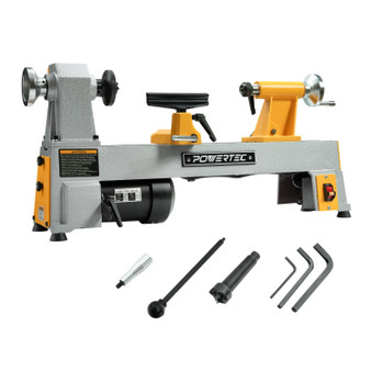 POWERTEC 10" x 18" Benchtop Mini Wood Lathe – 1/2HP, 5-Speed Cast Iron Lathe with MT2 Taper for Turning Pens, Bowls, Spindles, and DIY Wood Projects (LT1018)
