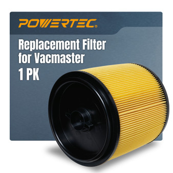 POWERTEC VFCS Cartridge Filter & Retainer for Vacmaster 5-20 Gal. Wet/Dry Vacuums, 1 Pack (75125) 01