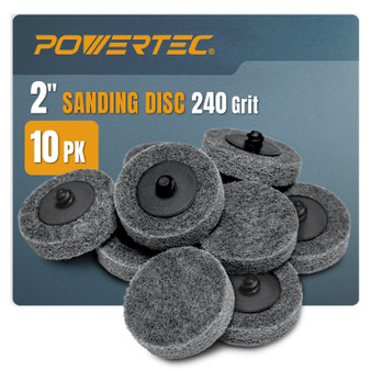 POWERTEC 2-Inch Sanding Discs for Die Grinder & Power Drill – 10pcs Quick Change Type R Discs, 240 Grit Aluminum Oxide Non-Woven Nylon Surface Conditioning Pads for Metal, Wood & Paint Removal (11406) 01