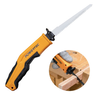 POWERTEC Multi-Functional Saw Blade Handle – Quick-Change Hand Grip for Reciprocating Saw Blades, Jigsaw Blades & Hacksaw Blades – Ergonomic Non-Slip Handle for Wood, Metal, PVC, Drywall (72405) 01
