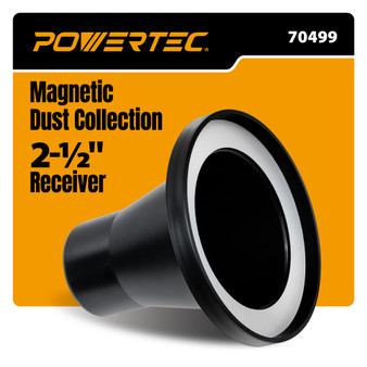 POWERTEC 4” to 2-1/2” Steel Ring Port Receiver, Magnetic Dust Collection Fitting for Dust Collection System and Shop Vacuums, Quick Connect Hose to Machinery Ports, 1 Pack (70499) 01