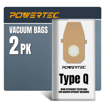 POWERTEC Type Q HEPA Vacuum Bags 2 Pack for Hoover Upright UH30010COM, UH30010, CH50400 Vacuum Cleaners, Replacement Dust Filter Bag for AH10000, 902419001 (75140) 01