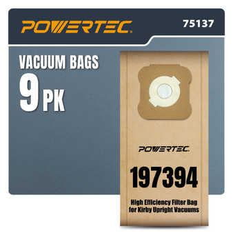 POWERTEC 197394 Vacuum Bags for Kirby 9PK, Fits Kirby G3, G4, G4D, G5, G6, G7, G7D, G2000, G2001, Gsix, Ultimate G, Heritage II, Style III Vacuum Cleaners, Replacement for 197294 197289 197301 (75137) 01