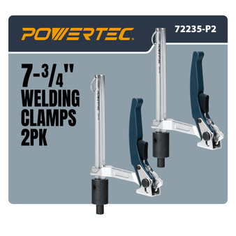 POWERTEC Welding Clamps, 2 PK, for 5/8" Fixture Holes (72235-P2) | Quick-release ratchet, 999 lb clamping force, 7-3/4" capacity, 4-3/4" throat depth, welding tables & workbenches 1