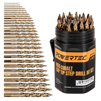 POWERTEC M35 Cobalt Step Point Drill Bit Set, 29-Piece (QDB2200) 1