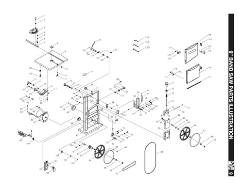 BS900ATA Aluminum Table Assembly (KEY#8 through #12, 129, 130)