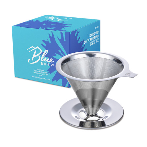 Blue Brew BB1201 Pour Over Kettle with Thermometer and Glass Lid Top | 40 fl oz (1.2 Liter) Gooseneck Stainless Steel Kettle | Coffee Accessories