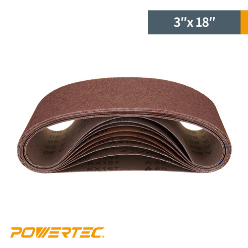 3" x 18" Aluminum Oxide Sanding Belt Grit 40, 60, 80,120,150, 180, 240, 400 Assortment   | POWERTEC Woodwork Sanding Abrasive Accessories Wholesaler01