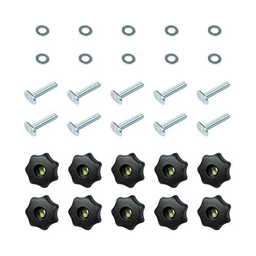 71482 T-Track Knob Kit 7-Star 5/16 Threaded Knob, Bolts and Washers 10 PK - POWERTEC Woodworking Tools & Accessories