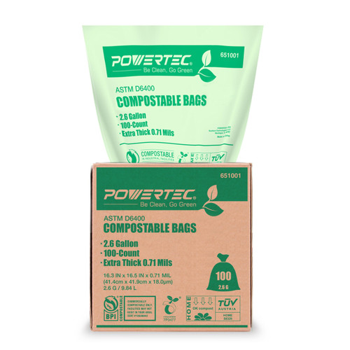 651001 2.6 Gallon (9.84 Liter) Compostable Bags - 100 Bags