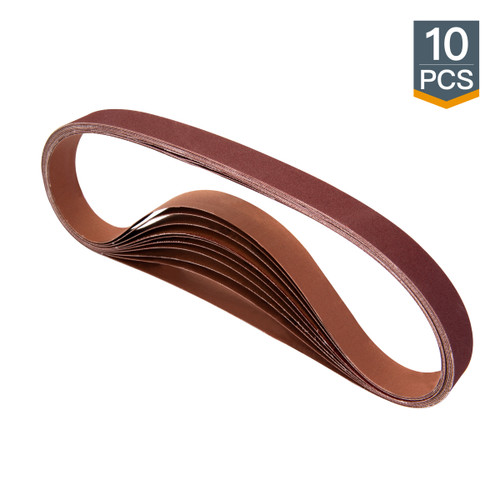 POWERTEC 1x42 Inch Sanding Belts – 80 Grit Aluminum Oxide, 10-Pack For Belt Sanders, Wood & Metal Sanding