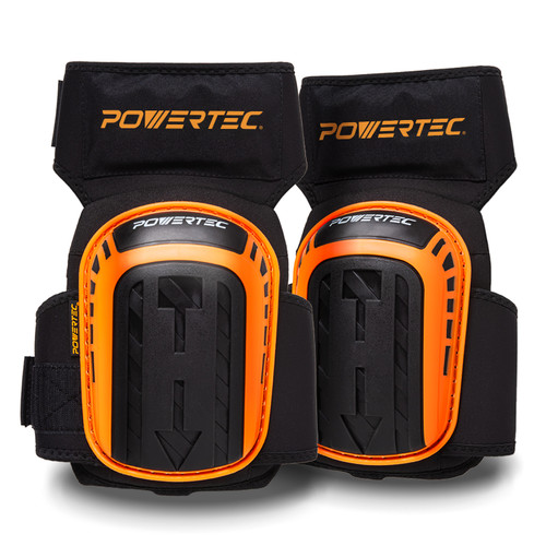 POWERTEC 71880 Knee Pads for Work, Construction, Flooring, Roofing, Gardening, Maintenance & Repair | Heavy Duty Comfortable Waterproof Anti Slip Knee Support | Double Gel, Thick Foam Cushion Kneepads w/ Adjustable Straps for Men & Women, 1 Pair