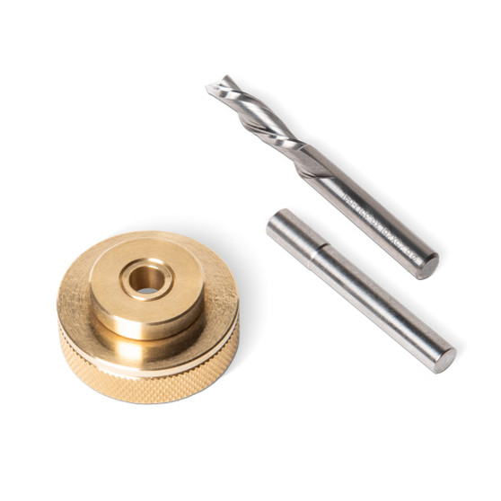 71729 Solid Brass Inlay Set, 1/4" D, 3/4" Cutting Length, 1/4 Shank, 2-1/2 Overall Length - POWERTEC Woodworking Tools & Accessories