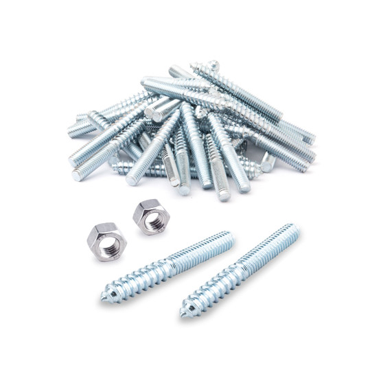 QHB1003 3/8"-16 x 3" Hanger Bolts with 2 Hex Nuts, Case of 600