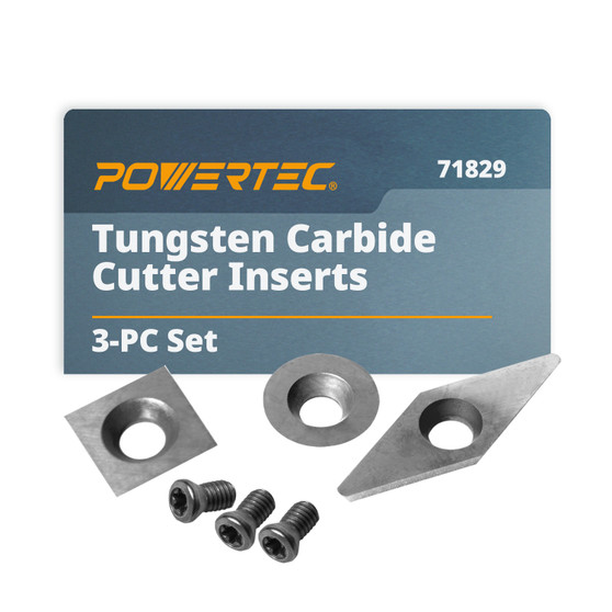 71829 3 Pieces Tungsten Carbide Cutter Insert Set for Wood Lathe Turning Tools, Replacement for 71825 Wood Lathe Chisel Set