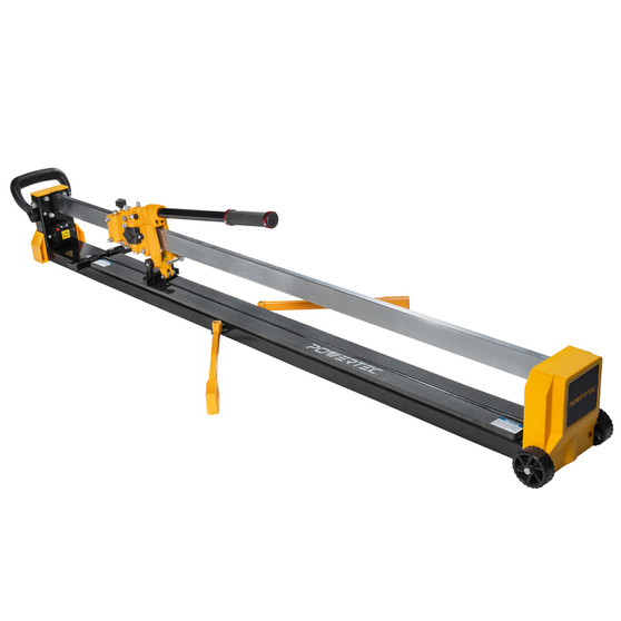 POWERTEC PRO 48" Manual Tile Cutter with Laser Guide and Transport Wheels - Cuts Ceramic, Porcelain & Glass, Large Format Tile Cutting, Aluminum Base (71981)