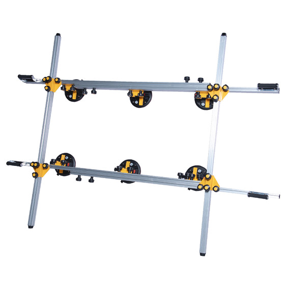 POWERTEC PRO Large Format Tile & Slab Carry System - Heavy Duty Suction Cup Lifter, Six 8" Suction Cups with 350lb Capacity Per Cup, Adjustable Frame, Portable (71985)