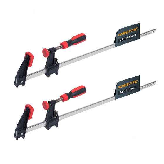 POWERTEC 24 inch Steel Bar Clamps w/ 600 lbs Loads Limit & 2-1/2" Throat, Quick Adjust & Release F Clamp with Micro-Adjustment Handle for Woodworking, Metalworking and DIY Projects, 2PK (71919)