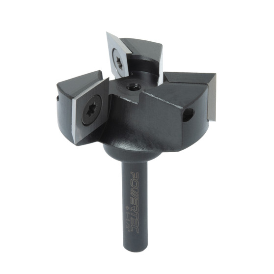 POWERTEC Slab Flattening Router Bit – 3-Wing Carbide Inserts with 1/4" Shank, 1-1/2" Cutting Diameter – Ideal for Slab Flattening, Spoilboard Surfacing, Wood Milling, and Planing 1 PK 73053