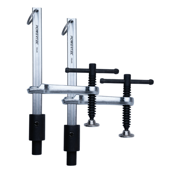 POWERTEC 2PK Welding Clamp with T-Handle – 6-1/2" Max Opening, 3-1/4" Throat Depth – Fits 5/8" (16mm) Welding Table Holes, Heavy-Duty Workbench Screw Clamp for Welding & Fabrication (72234-P2)