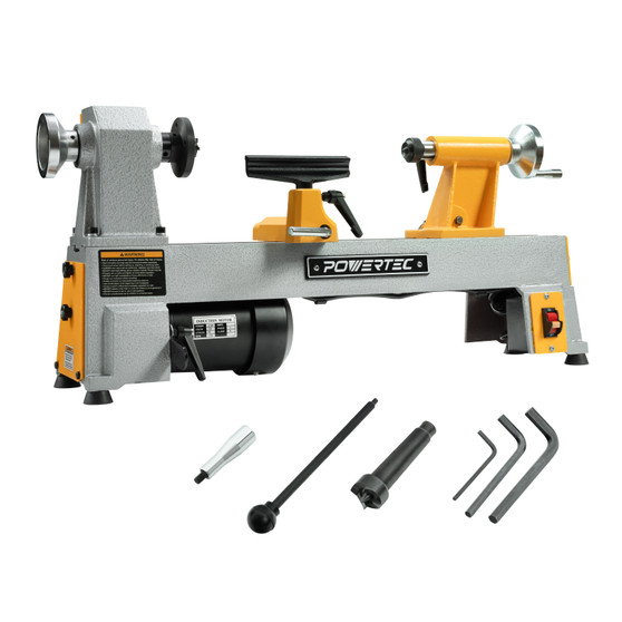 POWERTEC 10" x 18" Benchtop Mini Wood Lathe – 1/2HP, 5-Speed Cast Iron Lathe with MT2 Taper for Turning Pens, Bowls, Spindles, and DIY Wood Projects (LT1018)-01
