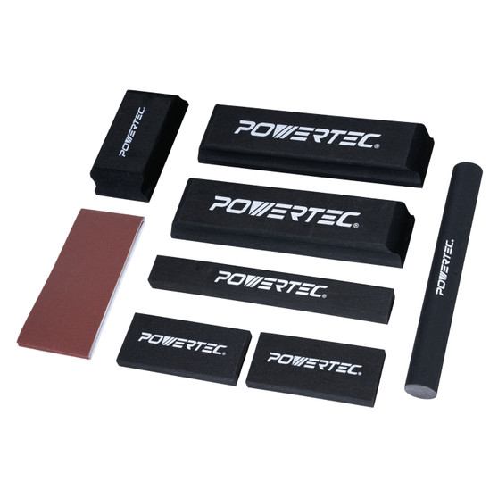 POWERTEC Sanding Block Kit with PSA Sandpaper – 7 Piece Flexible PE Foam Wet/Dry Sanding Blocks for Auto Body, Woodworking & Crafts (72320) 01