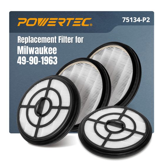 75134 HEPA Filter for Milwaukee M18 Backpack Vacuum 2PK