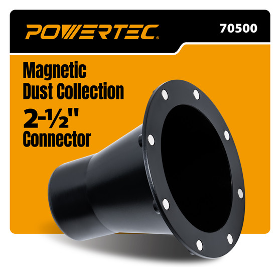 POWERTEC 4” to 2-1/2” Magnetic Connector, Magnetic Dust Collection Fitting w/ 8 Rare Earth Magnets for Dust Collection System and Shop Vacuums, Quick Connect Hose to Machinery Ports, 1 Pack (70500) 01