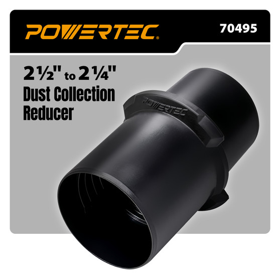 POWERTEC 2-1/2" to 2-1/4" Dust Collection Reducer Adapter, Hose Conversion Adapter for Shop Vac & Woodworking Dust Collection Systems, ABS Plastic Dust Port Fitting for Benchtop Power Tools (70495) 01
