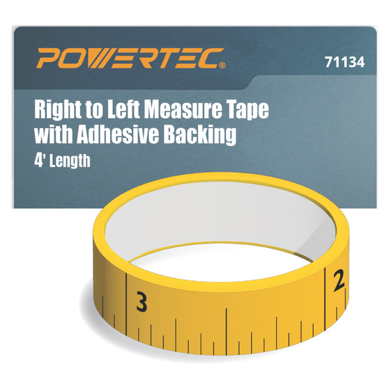 POWERTEC 4' Measuring Tape with Adhesive Backing, Right to Left Imperial, Peel & Stick Metal Tape for T Track, Workbench, Table Saw, Band Saw, Miter Saw, Woodworking Tools & Jigs (71134) 1