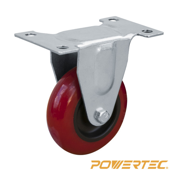 Fixed Polyurethane Plate Caster, 3", Red | POWERTEC Caster, Roller Wholesaler, High Quality with Best Price