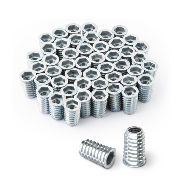 Threaded Insert 3/8 Inch 16, 1" | Zinc Plated Screw-In Nut for Wood, 50 PK | POWERTEC - Amazon Top Rating Woodworking Hardware Supplies Wholesaler01