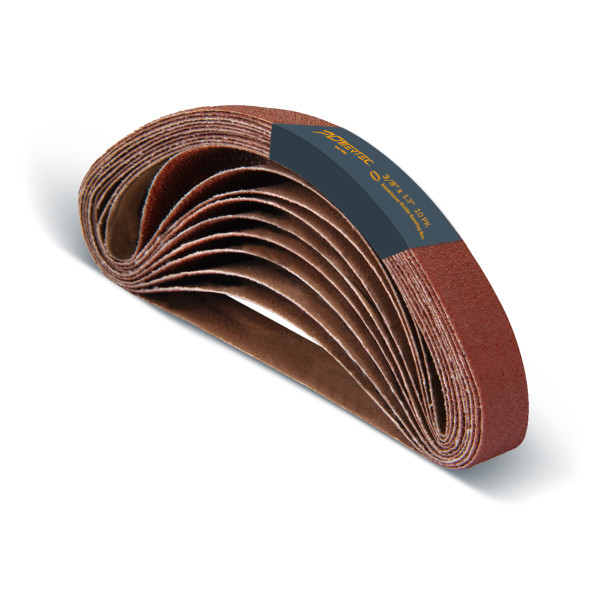 3/8" x 13" Aluminum Oxide Sanding Belt, 320 Grit-10 pcs | POWERTEC Woodwork Sanding Abrasive Accessories Wholesaler01