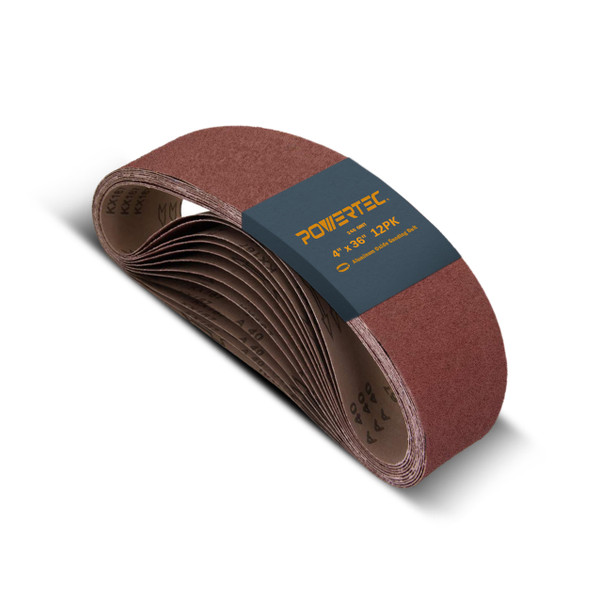 POWERTEC-4"x 36" Aluminum Oxide Sanding Belt-3 pcs Grit 40, 80, 100, 120, 150, 180, 400, 240, 320 | POWERTEC Woodworking Tools & Accessories01