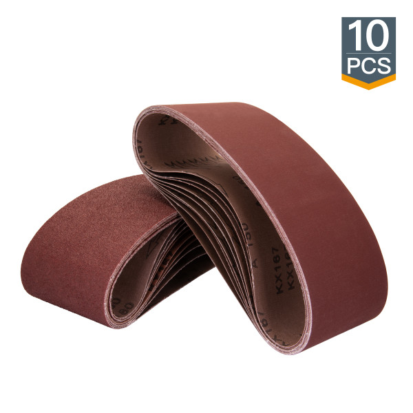 3"x 21" Aluminum Oxide Sanding Belt-10 Pack, Grit 40, 60, 80, 100, 120, 180, 240, 320, 400 | POWERTEC Woodwork Sanding Abrasive Accessories Wholesaler01