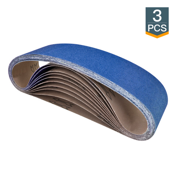 4" x 36" Metal Grinding Zirconia Sanding Belt-3 pcs, Grit 24, 36, 60, 100, 120 | POWERTEC Woodwork Sanding Abrasive Accessories Wholesaler01
