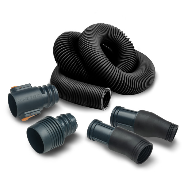 POWERTEC 70355 Dust Collection Hose Kit | 10' Hose with 1 Quick Connector 2-1/4" to 2-1/2" OD and 2 Fittings for Woodworking Power Tools Home and Wet/Dry Shop Vacuums