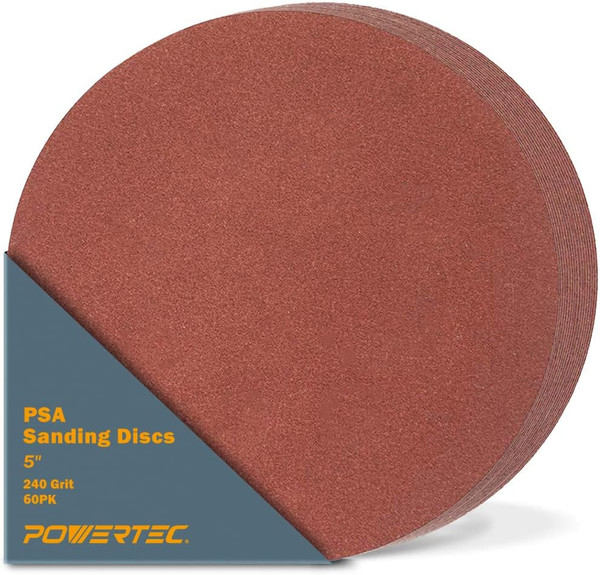 45524-P3 5-Inch PSA Sanding Disc, 240 Grit, Aluminum Oxide Adhesive Sandpaper for Random Orbital Sander, 1x30 Belt Disc Sander, 60 PK