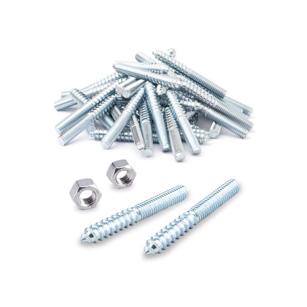 QHB1003 3/8"-16 x 3" Hanger Bolts with 2 Hex Nuts, Case of 600