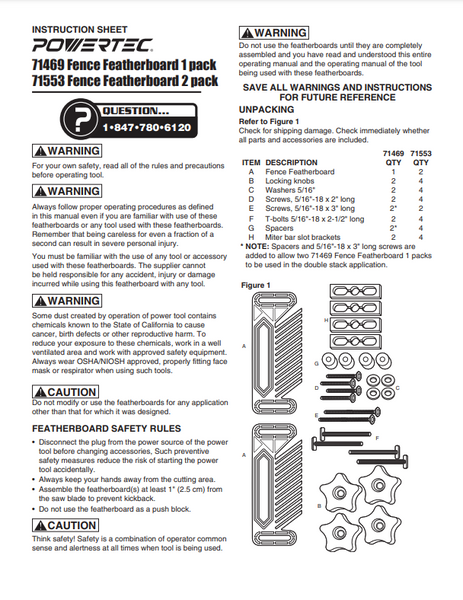 Table Saw Fence Featherboard 2PK | POWERTEC - Amazon Top Rating Woodworking Workshop Safety Accessories Wholesaler01